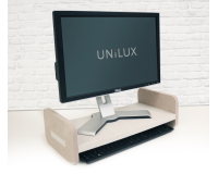 Rehausseur d'écran écologique Unilux en pet recyclé reverso blanc et beige 55 cm x25 cm x15 cm