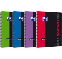Cahier Oxford etudiants nomadbook a4+ petits carreaux 5mm 160 pages reliure spirale couverture polypro coloris assortis