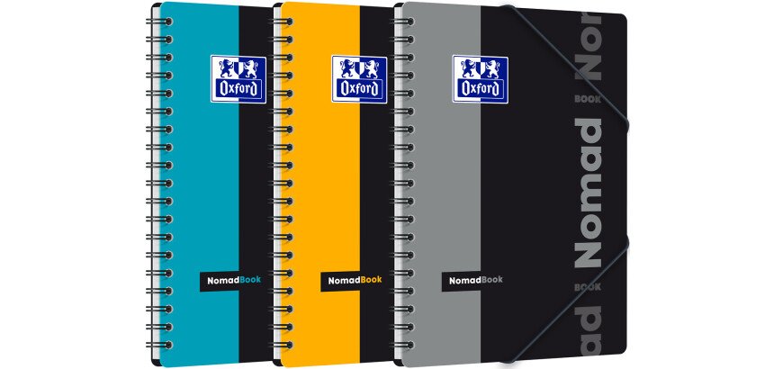 Cahier Oxford Etudiants Nomadbook B5 petits carreaux 5mm 160 pages reliure spirale couverture polypro coloris assortis