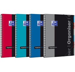 Cahier Oxford etudiants organiserbook a4+ petits carreaux 5mm 160 pages reliure spirale couverture polypro coloris assortis
