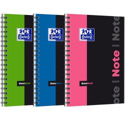 Cahier Oxford Etudiants notebook B5 petits carreaux 5mm 160 pages reliure spirale couverture carte polypro coloris assortis