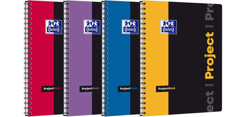 Cahier Oxford Etudiants ProjectBook A4+ petits carreaux 5mm 200 pages reliure spirale couverture polypro coloris assortis