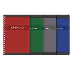 Carnet Conquerant 11x17cm petits carreaux 5mm 180 pages reliure spirale couverture carte recyclée coloris assortis