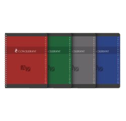 Répertoire Conquerant 17x22cm petits carreaux 5mm 180 pages reliure spirale couverture carte recyclée coloris assortis