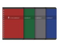 Carnet Conquérant 9x14cm petits carreaux 5mm 180 pages reliure spirale couverture carte recyclée coloris assortis