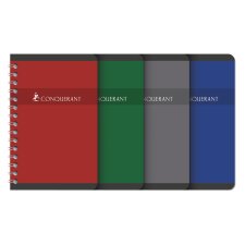 Carnet Conquerant 9x14cm petits carreaux 5mm 180 pages reliure spirale couverture carte recyclée coloris assortis