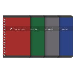 Carnet Conquerant 9x14cm petits carreaux 5mm 180 pages reliure spirale couverture carte recyclée coloris assortis