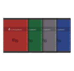Répertoire Conquerant a4 petits carreaux 5mm 180 pages reliure spirale couverture carte couchée coloris assortis
