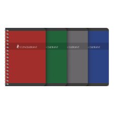 Carnet Conquerant a6 petits carreaux 5mm 180 pages reliure spirale couverture carte recyclée coloris assortis