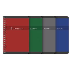 Carnet Conquerant a6 petits carreaux 5mm 180 pages reliure spirale couverture carte recyclée coloris assortis