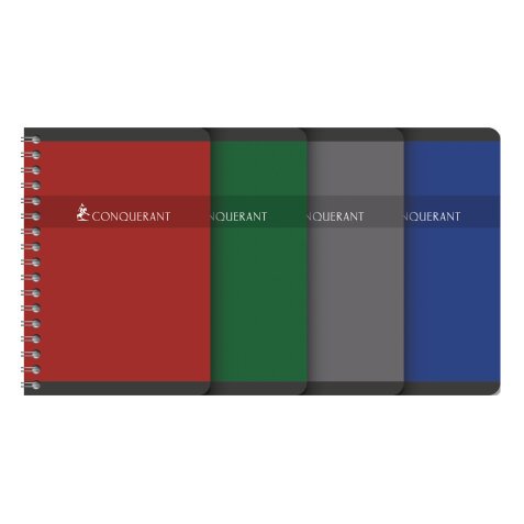 Carnet Conquerant a6 petits carreaux 5mm 180 pages reliure spirale couverture carte recyclée coloris assortis