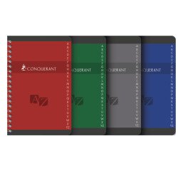 Répertoire Conquerant 11x17cm petits carreaux 5mm 100 pages reliure spirale couverture carte recyclée coloris assortis
