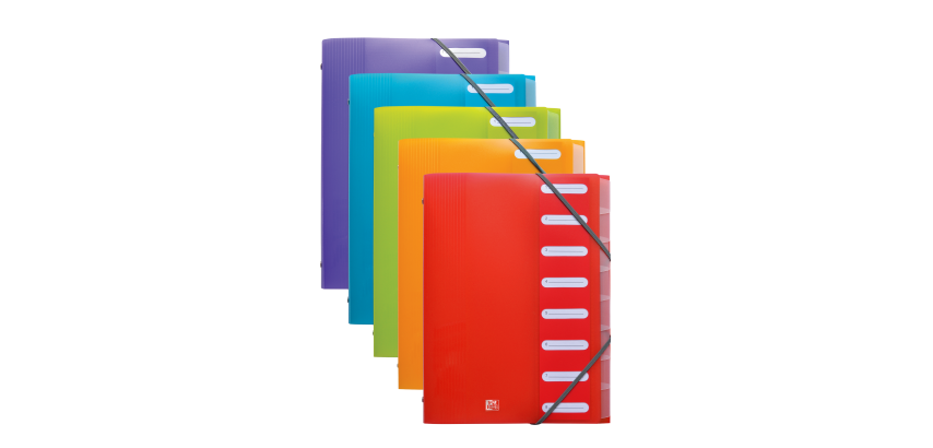Trieur Oxford school life A4 8positions polypro translucide assorti