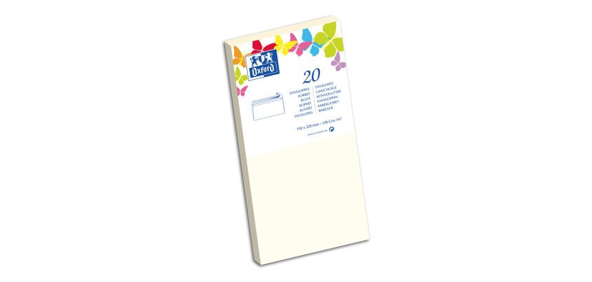 Lot de 20 enveloppes Oxford 110x220  beige auto adhesive beige