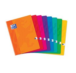 Cahier Oxford color life 24x32cm petits carreaux 5mm margés 140 pages agrafées couverture carte coloris assortis
