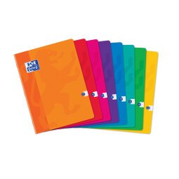 Cahier Oxford color life 24x32cm petits carreaux 5mm margés 140 pages agrafées couverture carte coloris assortis