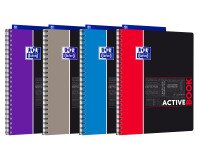 Cahier Oxford etudiants activebook a4+ petits carreaux 5mm 160 pages reliure spirale couverture polypro coloris assortis