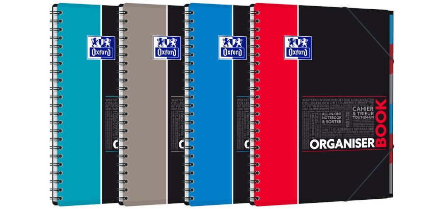 Cahier spirale Oxford Etudiants Organiserbook A4+ 24 x 32 cm grands carreaux 160 pages