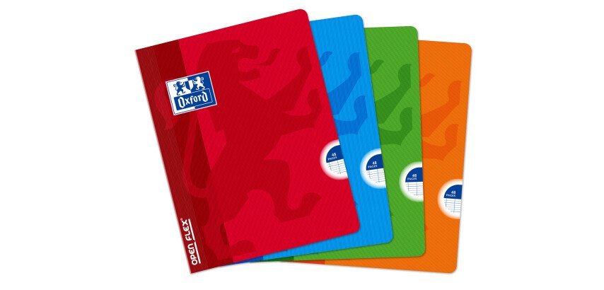 Cahier Oxford OpenFlex 17x22cm grands carreaux Seyès 48 pages agrafées couverture polypro coloris assortis