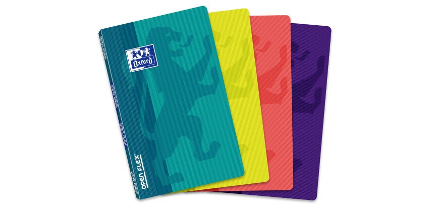 Carnet Oxford OpenFlex 9x14cm petits carreaux 5mm 96 pages agrafées couverture polypro coloris assortis