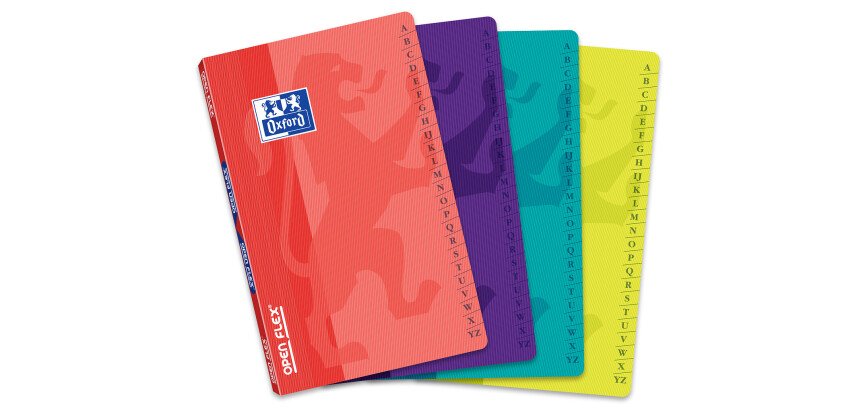 Répertoire Oxford openflex 9x14cm petits carreaux 5mm 96 pages agrafées couverture polypro coloris assortis