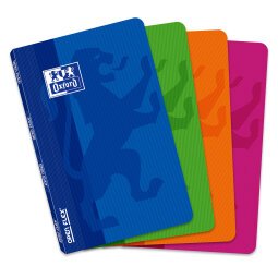 Carnet Oxford openflex 11x17cm petits carreaux 5mm 96 pages agrafées couverture polypro coloris assortis