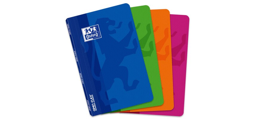 Carnet Oxford OpenFlex 11x17cm petits carreaux 5mm 96 pages agrafées couverture polypro coloris assortis