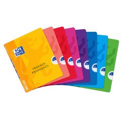Cahier Oxford de travaux pratiques OpenFlex 17x22cm grands carreaux Seyès/uni blanc 80 pages agrafées couverture polypro coloris assortis