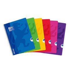 Cahier Oxford openflex 1a4 grands carreaux seyès 100 pages reliure spirale couverture polypro coloris assortis