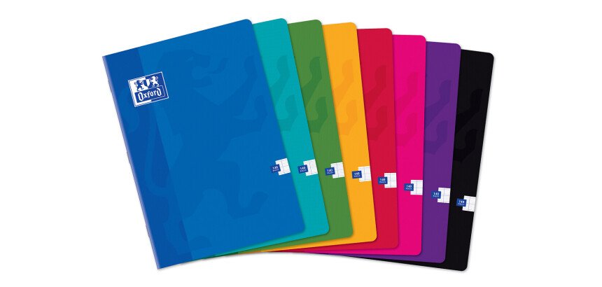 Cahier Oxford Color Life A4 grands carreaux Seyès 140 pages agrafées couverture carte coloris assortis