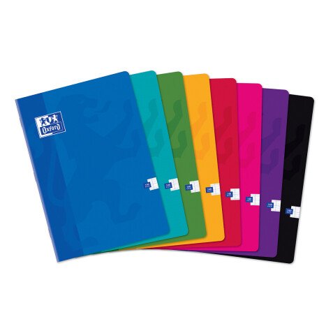 Cahier Oxford color life a4 grands carreaux seyès 140 pages agrafées couverture carte coloris assortis
