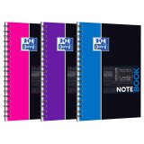 Cahier Oxford etudiants notebook b5 ligné 7mm 160 pages reliure spirale couverture carte polypro coloris assortis