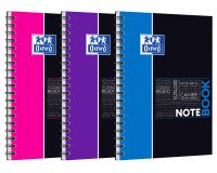 Cahier Oxford etudiants notebook b5 ligné 7mm 160 pages reliure spirale couverture carte polypro coloris assortis