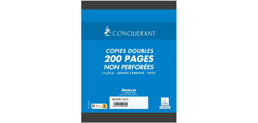 Copies doubles Conquerant 7 non perforees 170x220 film 200p 70g seyes