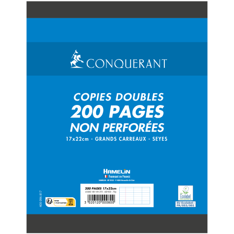 Copies doubles Conquerant 7 non perforees 170x220 film 200p 70g seyes