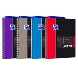 Cahier Oxford etudiants activebook a4+ ligné 7mm 160 pages reliure spirale couverture polypro coloris assortis