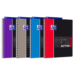 Cahier Oxford etudiants activebook a4+ ligné 7mm 160 pages reliure spirale couverture polypro coloris assortis