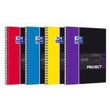 Cahier Oxford etudiants projectbook a4+ grands carreaux seyès 200 pages reliure spirale couverture polypro coloris assortis