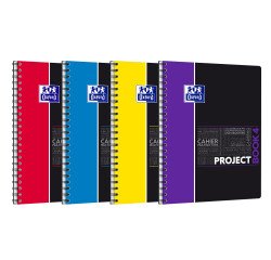 Cahier Oxford Etudiants ProjectBook A4+ grands carreaux Seyès 200 pages reliure spirale couverture polypro coloris assortis