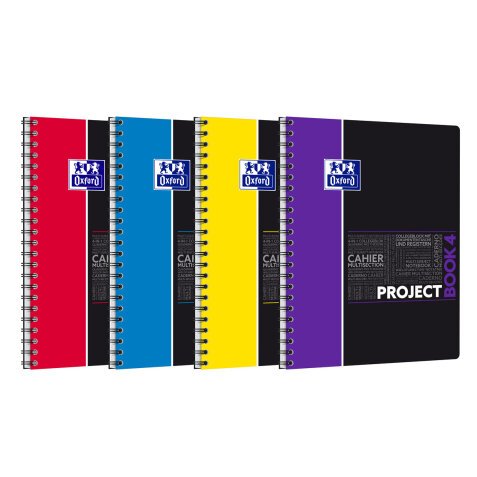 Cahier Oxford etudiants projectbook a4+ grands carreaux seyès 200 pages reliure spirale couverture polypro coloris assortis