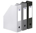 Lot 3 porte-revues Oxford A4 dos 7cm couverture carte rigide recouverte de PVC coloris assortis noir, gris et blanc