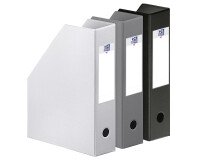 Lot 3 porte-revues Oxford a4 dos 7cm couverture carte rigide recouverte de pvc coloris assortis noir, gris et blanc