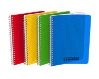 Cahier Conquérant classique 17x22cm petits carreaux 5mm 100 pages reliure spirale couverture polypro coloris assortis