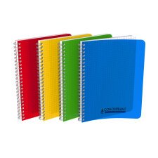 Cahier Conquerant classique 17x22cm petits carreaux 5mm 100 pages reliure spirale couverture polypro coloris assortis