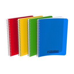 Cahier Conquerant classique 17x22cm petits carreaux 5mm 100 pages reliure spirale couverture polypro coloris assortis