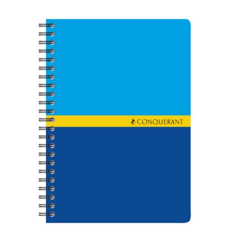 Carnet Conquerant a6 petits carreaux 5mm 180 pages reliure spirale couverture carte recyclée coloris assortis