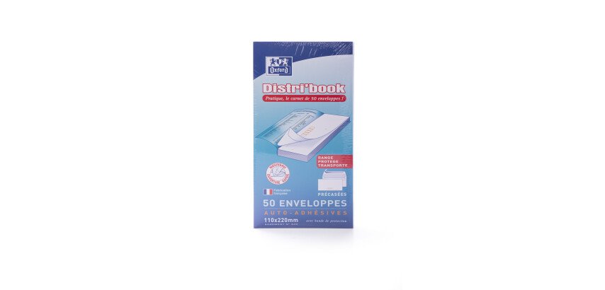 bloc de 50 EnveloPPes Oxford 110x220  auto adhesive precasee ouverture facile - blanc