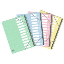 Trieur standard Oxford a4 12 positions couverture carte assortis pastel