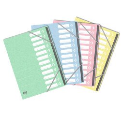 Trieur standard Oxford a4 12 positions couverture carte assortis pastel