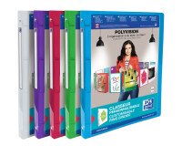 Classeur Oxford polyvision a4 dos 20mm 4 anneaux ronds couverture polypro translucide coloris assortis
